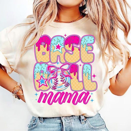 Ice Cream Baseball Shirt, Stylish Mama Tee tshirt, Sporty Game Day Look tshirt, women tops tshirt, favorite shirts, shirt for women