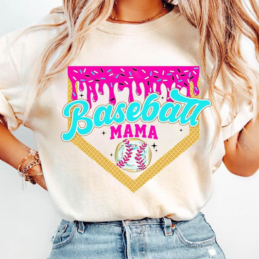 Ice Cream Cone Softball Mama Shirt, Retro Game Day Outfit, Sporty Fashion