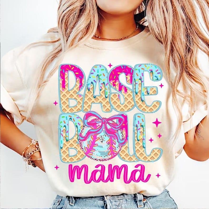 Ice Cream Drip Softball Shirt, Fun Sport Mom Tee tshirt, Stylish Game Day Outfit, women tops