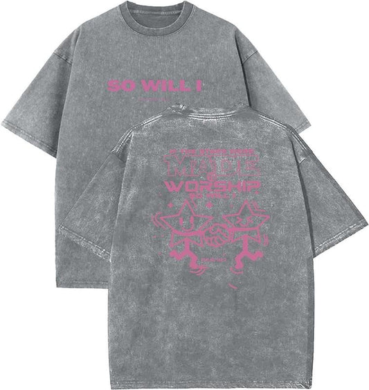 If The Stars Were Made To Worship Unisex Washed T-Shirt, Christian t shirts, Vintage 90s Graphic Tee, Gift Top Womenswear Cotton