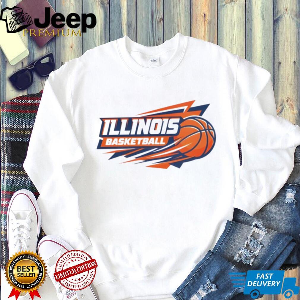 Illinois Basketball Orange and Blue Speed Logo T Shirt