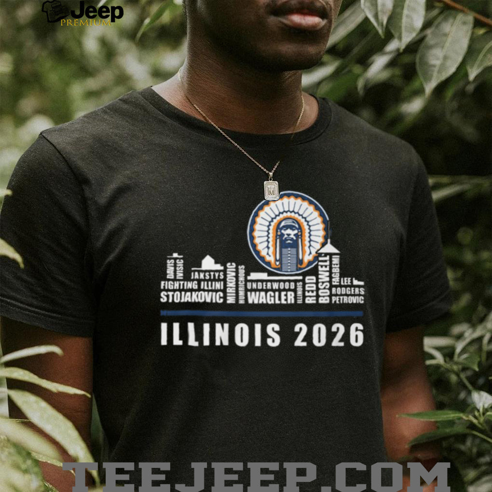 Illinois Fighting Illini 2026 Team Roster Skyline T Shirt
