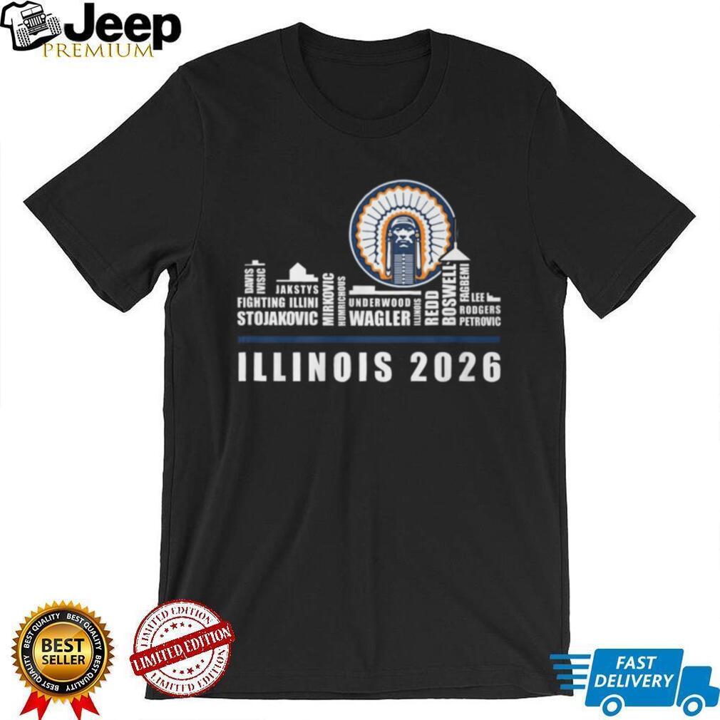 Illinois Fighting Illini 2026 Team Roster Skyline T Shirt