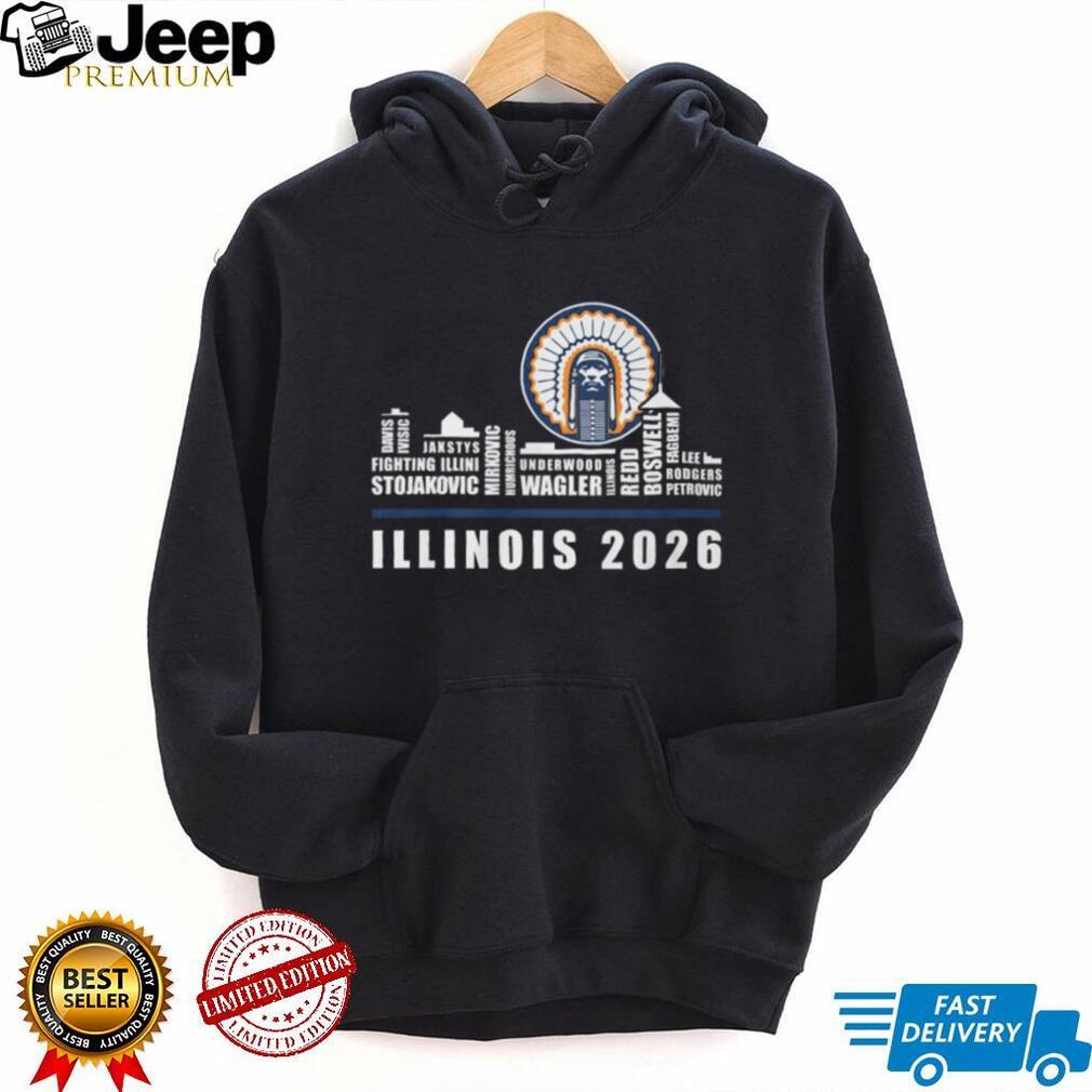 Illinois Fighting Illini 2026 Team Roster Skyline T Shirt