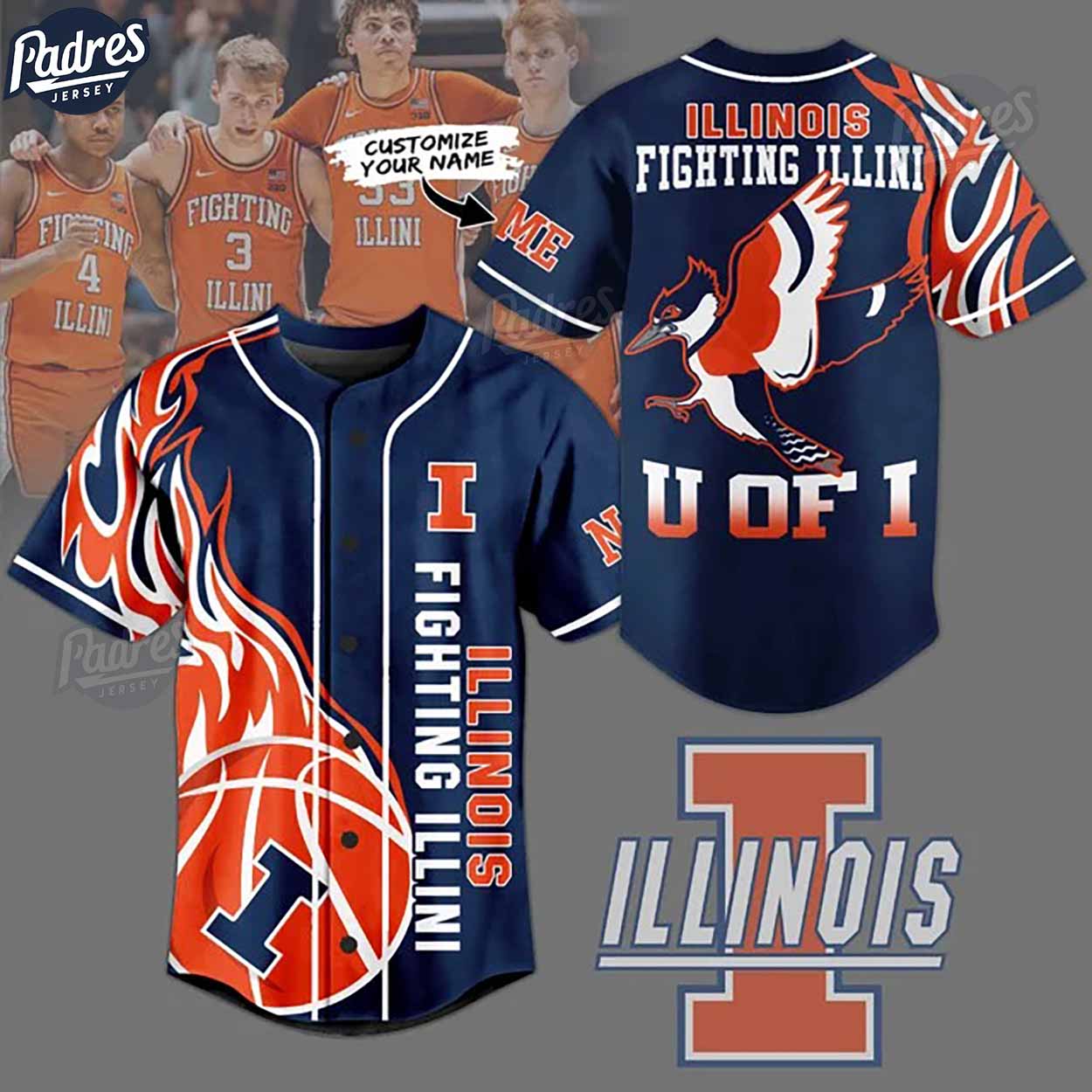 Illinois Fighting Illini Basketball Team Custom NCAA Baseball Jersey - Padres Jersey Oasis: Elevate Your Baseball Style Game