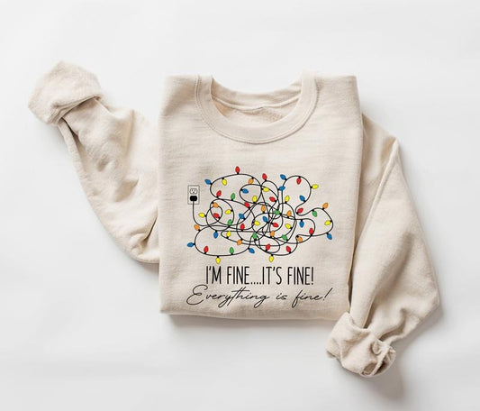 Im Fine Its Fine Everything Is Fine Christmas Sweatshirt, Christmas Funny Sweater, Christmas Lights Sweater, Women Christmas Shirt, Cute Christmas Gift, Holiday Gift, Christmas Gift, Winter Christmas Sweatshirt