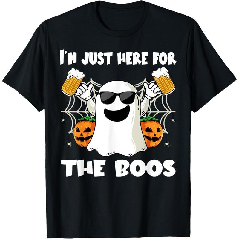 Im Just Here For The Boos Halloween Pumpkin Ghost Drink Beer T-Shirt made in us