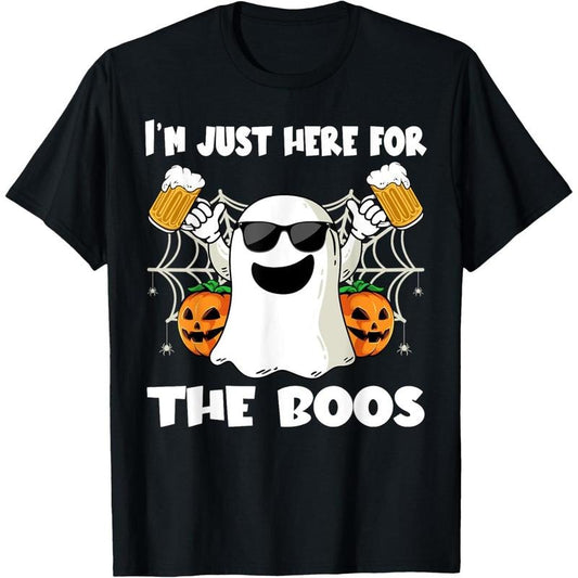 Im Just Here For The Boos Halloween Pumpkin Ghost Drink Beer T-Shirt made in us