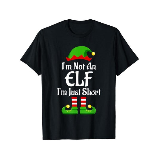 Im Not An Elf Family Christmas Pjs Matching T-Shirt for Men Women, Christmas Halloween Thanksgiving day New Year Gift for Men Women Dad Mom Friends, Unisex Black Soft Fabric Tee, 100% cotton Made in USA