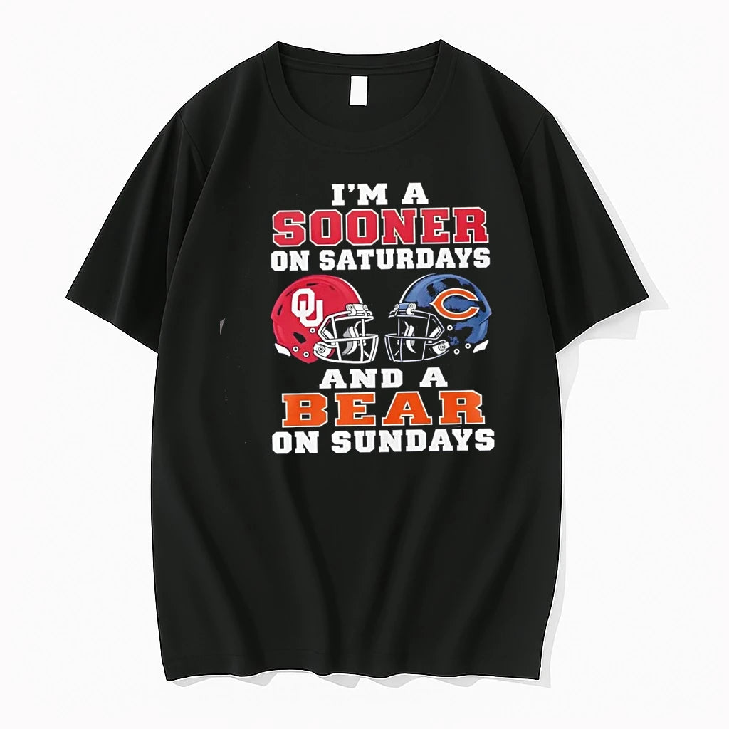 Im A Sooner On Saturdays And A Bear On Sundays Football Helmets Tshirts Sweater