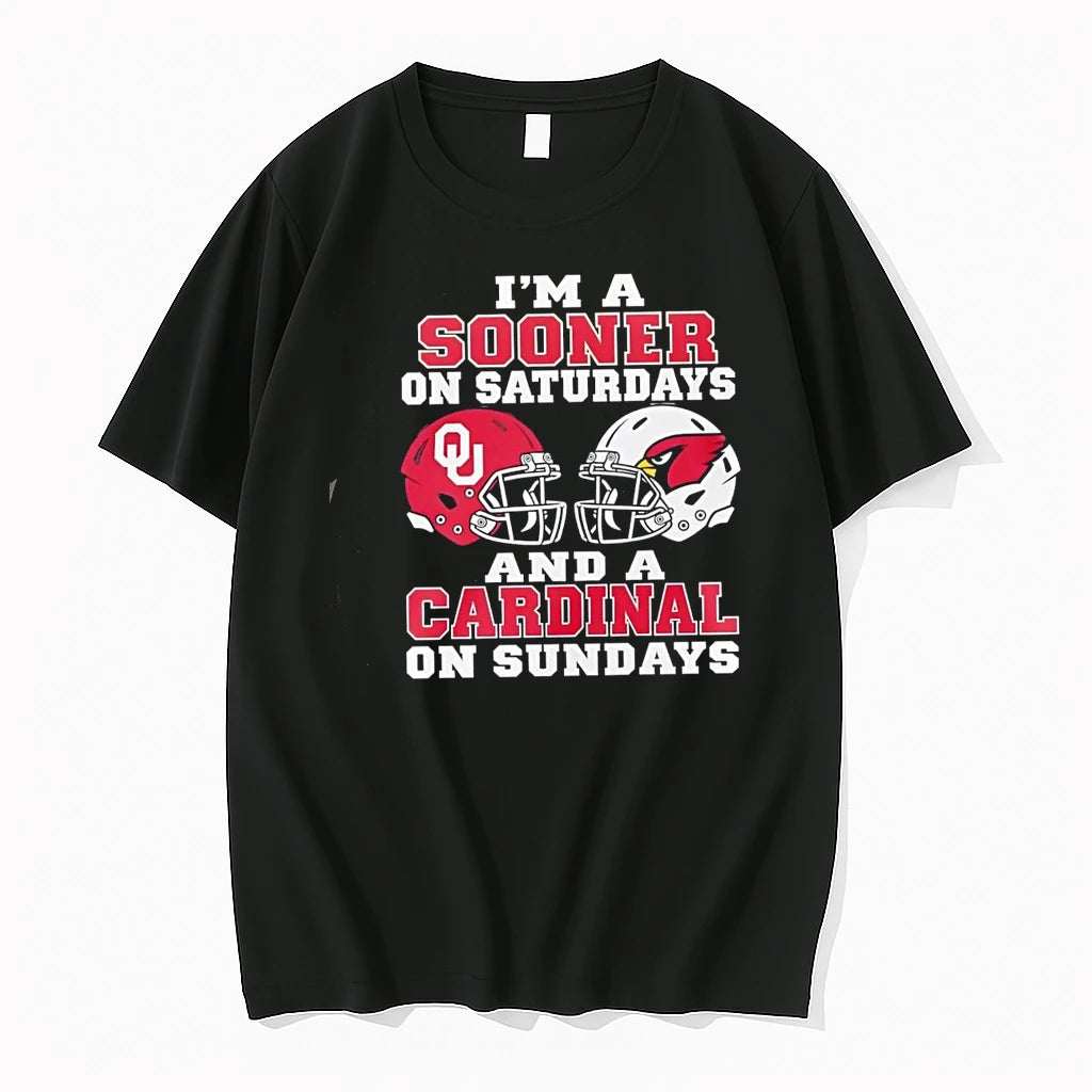 Im A Sooner On Saturdays And A Cardinal On Sundays Football Helmets Tshirts Sweater
