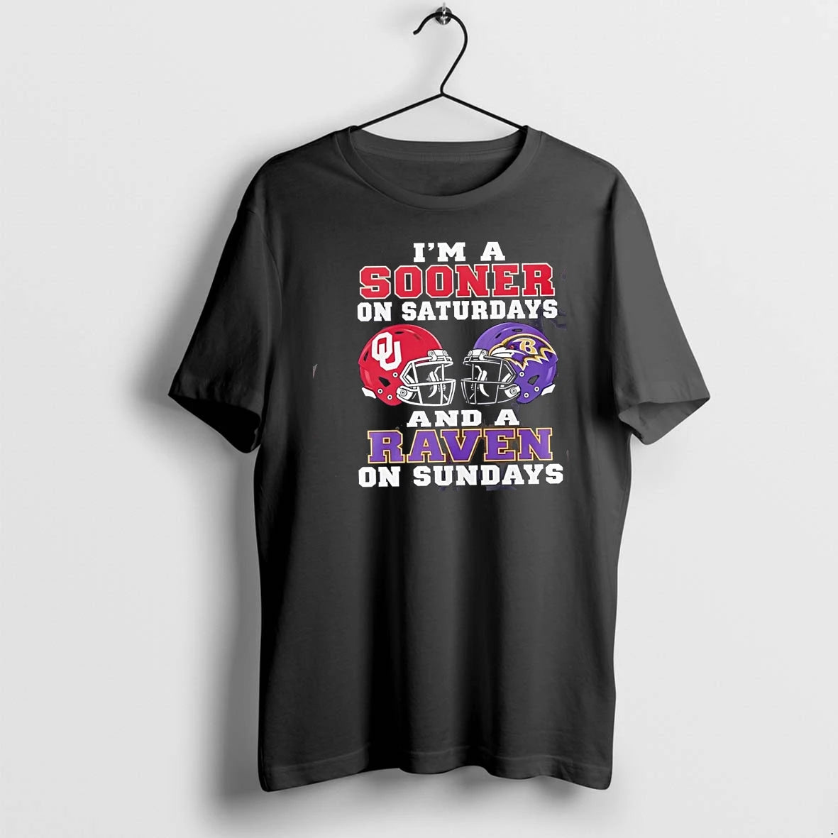 Im A Sooner On Saturdays And A Raven On Sundays Football Helmets Tshirts Sweater