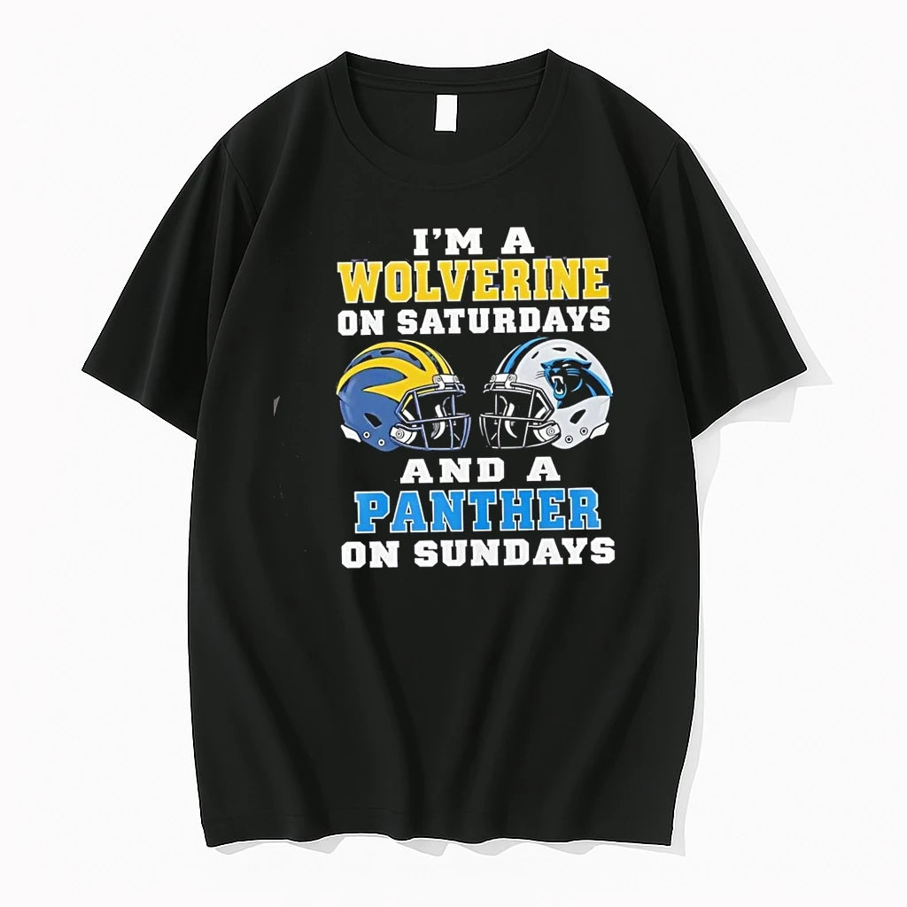 Im A Wolverine On Saturdays And A Panther On Sundays Football Helmets Tshirts Sweater