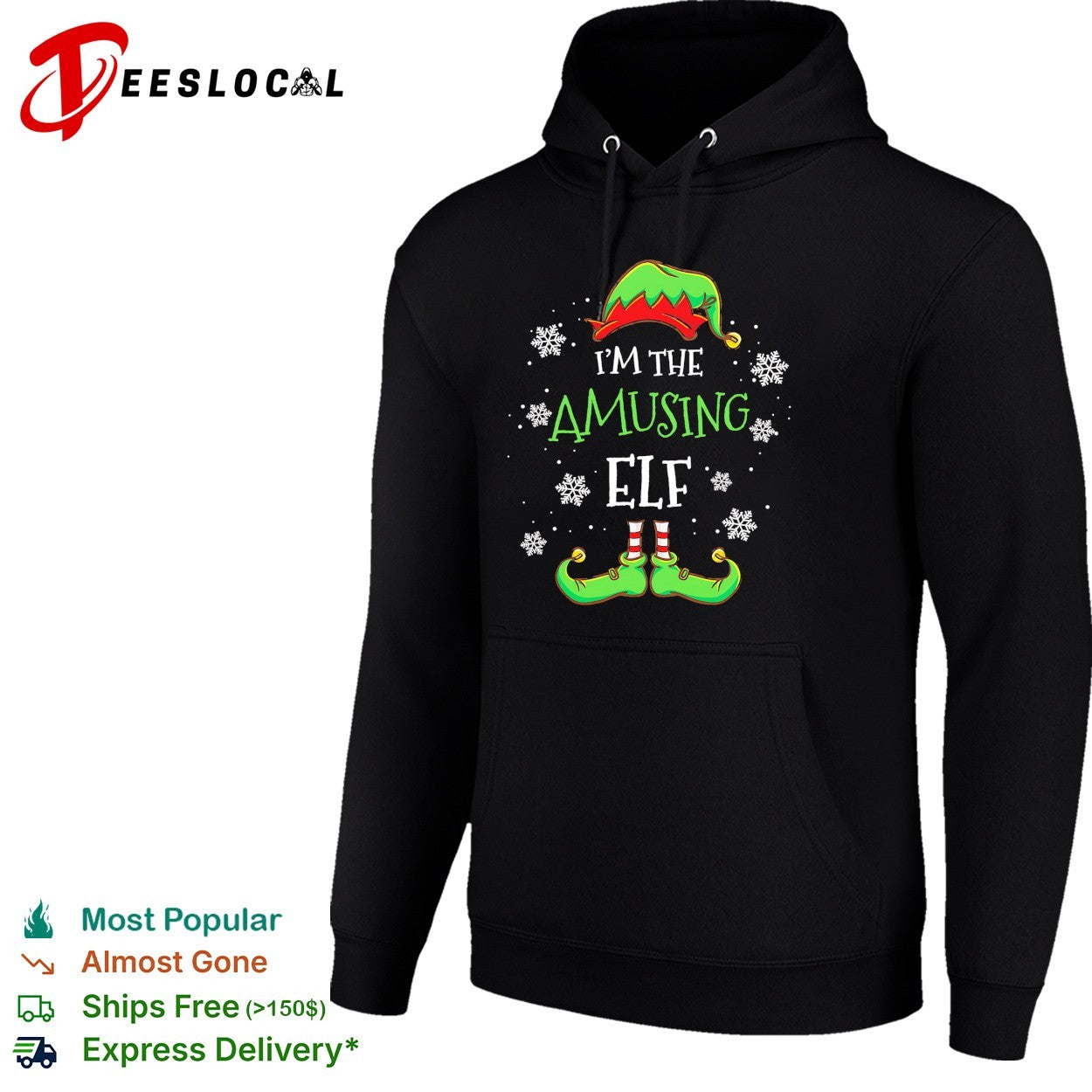 I’m the amusing elf hat and shoes snowflakes shirt