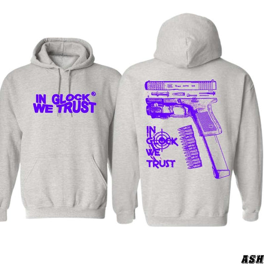 In Glock We Trust Hoodie - Bold and Edgy Gun Design, Perfect for Glock Enthusiasts, Ideal for Streetwear Fashion, Comfortable and Stylish, Unisex Hoodie for Men and Women Menswear Sweaters
