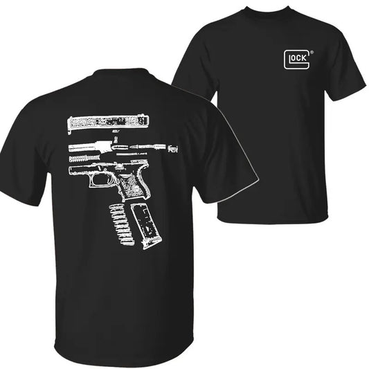 In Glock We Trust T-shirt Sweatshirt Hoodie, Glock 18 Shirt, Glock 17 Shirt, Disassembly Glock Shirt, Double Sided Graphic Printed Unisex Classic Comfort Cotton T-Shirts in all Sizes all Colors for Men and for Women