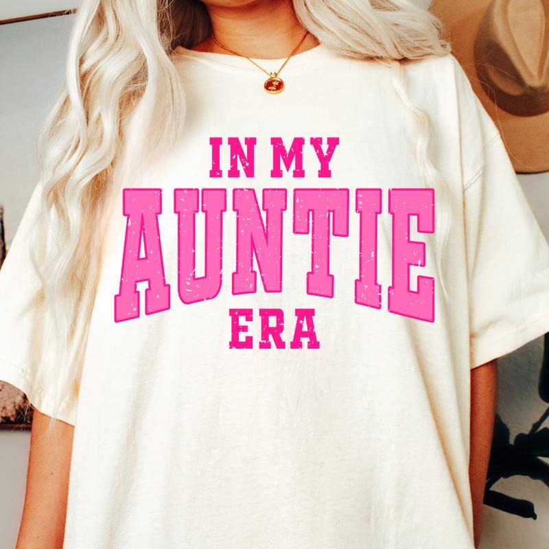 In My Auntie Era Varsity jShirt, Auntie Shirt, Aunt Shirt, Gift for Aunts, Favorite Aunt Shirt, Aunt Gift from Niece, Cool Aunt Shirt Casual Comfort Cotton Crewneck Fit Sleeve