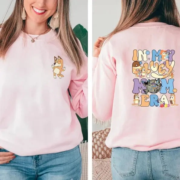 In My Bluey Mom Era Sweatshirt, Funny Bluey Characters Shirt, Bluey and Bingo Shirt, Bandit and Chilli Shirt, Mothers's Gifts, Bluey Shirt, Retro Mom Bluey Shirt, In My Mom Era, Mama Shirt