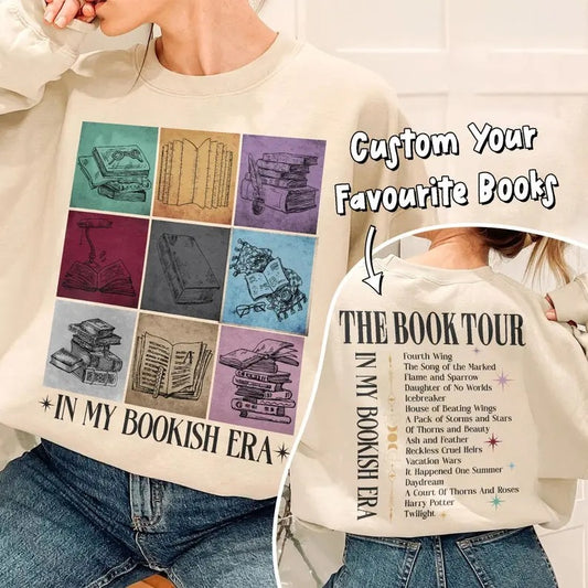 In My Bookish Era Shirt, Custom Favorite Books Sweatshirt, Personalized Book Tour, Book Lover Shirt, Gift For Bookish