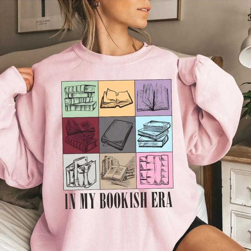 In My Bookish Era Sweatshirt,Retro Reader Sweater Book Lover Gift, Reading Teacher Sweat, Librarian Sweater, Book Nerd , Unisex Sweater Pullover Tee
