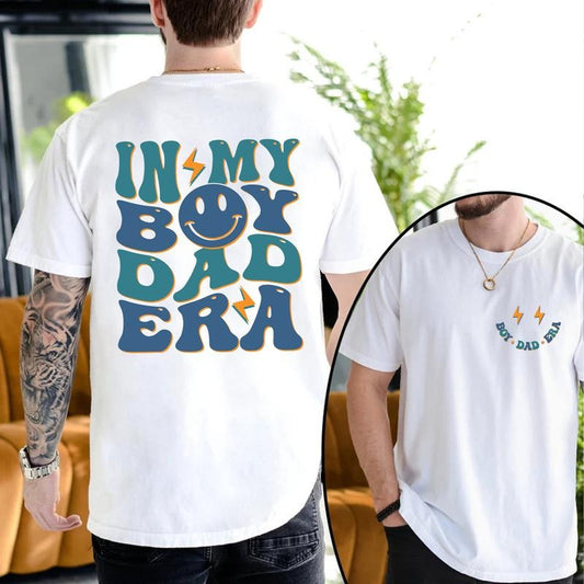 In My Boy Dad Era T-shirt, Boy Dad Shirt, Gender Reveal, Gift for Dad, Gender Party, Pregnancy Announcement, New Dad Gift Classic Cotton