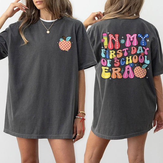 In My First Day Of School Era Shirt, Teacher Comfort T-Shirt, Teacher Back To School Tee, First Day Of School Shirt, Funny Teacher T-Shirt, Retro Back To School Outfit, Teacher Team, Kindergarten Teacher, First Grade Shirt, Teacher Women Top