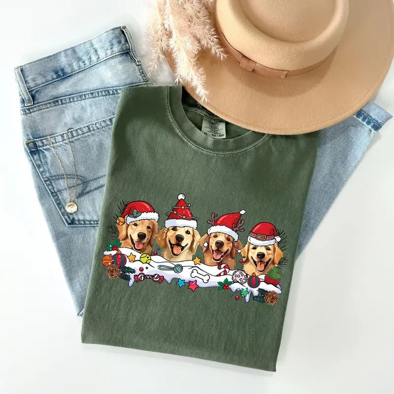 In My Golden Retriever Mom Era Comfort Colors Shirt, Dog Christmas Shirt, Golden Mom T-Shirt