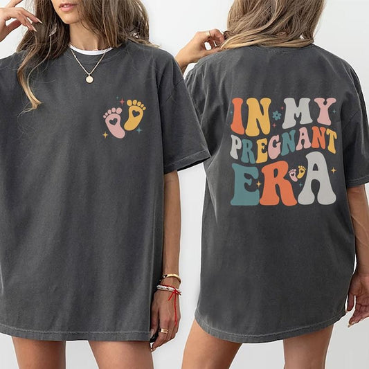In My Pregnant Era Shirt, Pregnancy T-shirt, Cute New Mom Tops, Comfort Cotton Fabric Tee For Women, Baby Reveal Gift,...