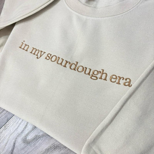 In My Sourdough Era Embroidered Crewneck Sweatshirt T-Shirts, Hoodie | WearSparks.com