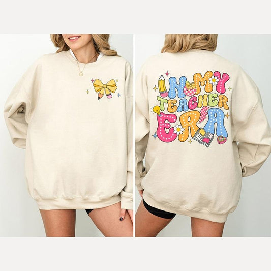 In My Teacher Era Sweatshirt, Cute Teacher T-Shirt, Colorful School Staff Shirt, Fun Educator Outfit, Teacher...
