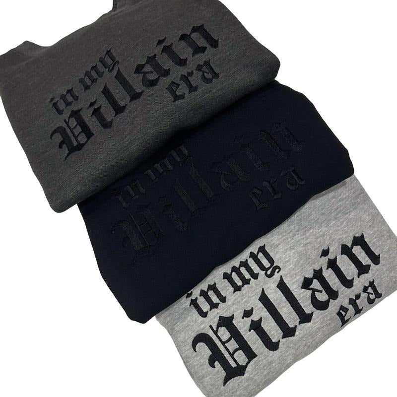 In My Villain Era TM Embroidered Crewneck Sweatshirt Streetwear Clothing Comfortable Cozy Menswear Trendy Book Fashion