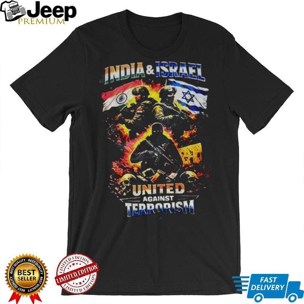 India and Israel United Against Terrorism Flags Military Vintage T Shirt