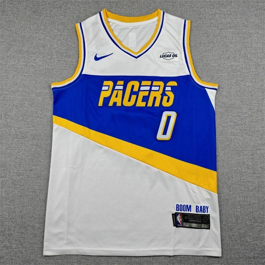 Indiana Pacers #0 Tyrese Haliburton 26 Pacers 0 White City Edition Style 2
