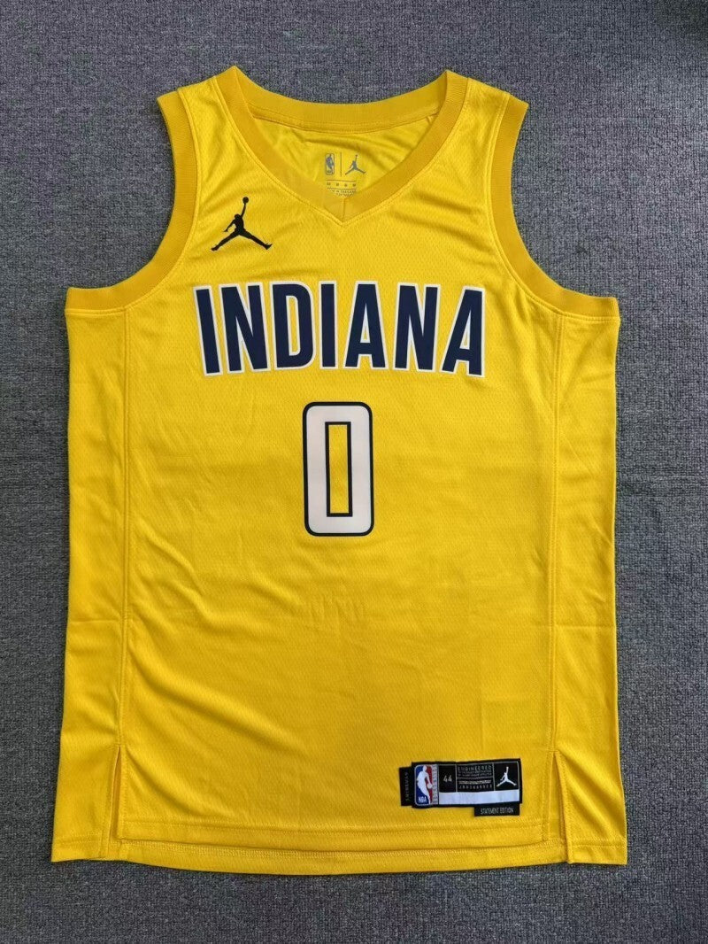 Indiana Pacers #0 Tyrese Haliburton 26 Season Pacers Team Yellow Style 2