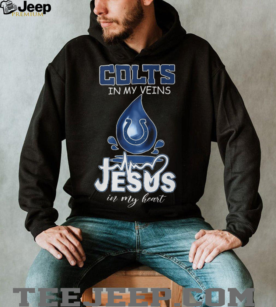 Indianapolis Colts In My Veins Jesus In My Heart Blue Blood Fan T Shirt