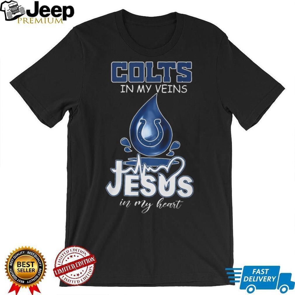 Indianapolis Colts In My Veins Jesus In My Heart Blue Blood Fan T Shirt