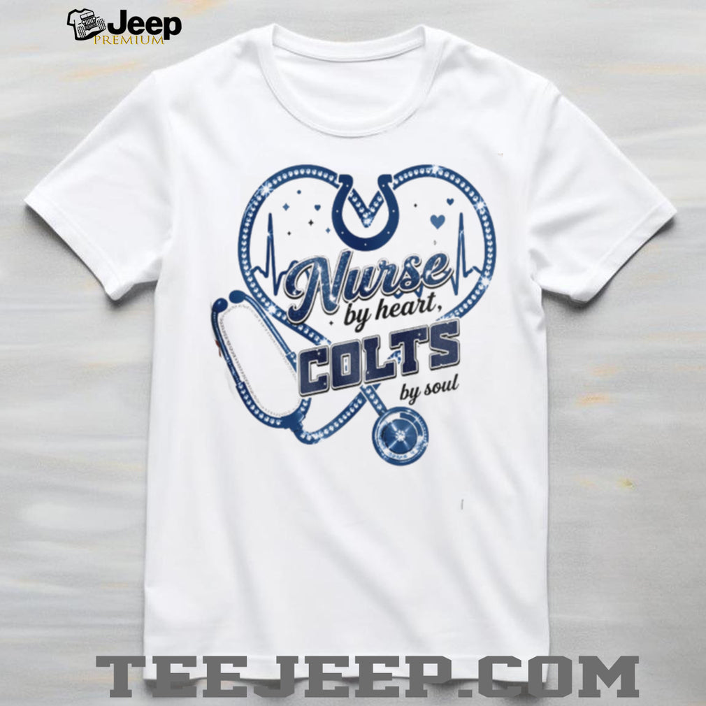 Indianapolis Colts Nurse By Heart Soul Stethoscope & Horseshoe T Shirt