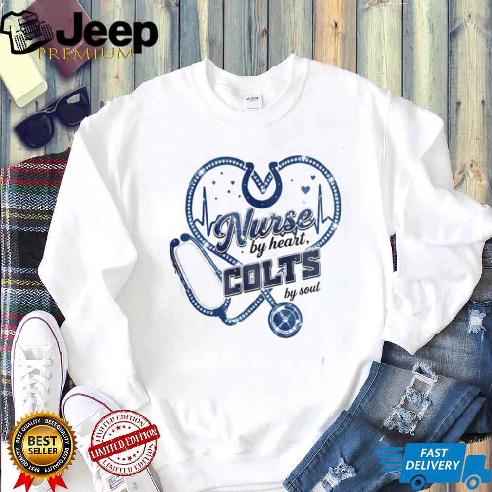 Indianapolis Colts Nurse By Heart Soul Stethoscope & Horseshoe T Shirt