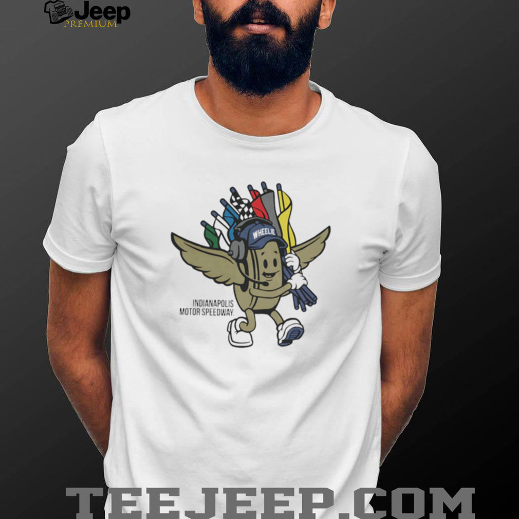 Indianapolis Motor Speedway Wheelie Mascot Racing Flags T Shirt