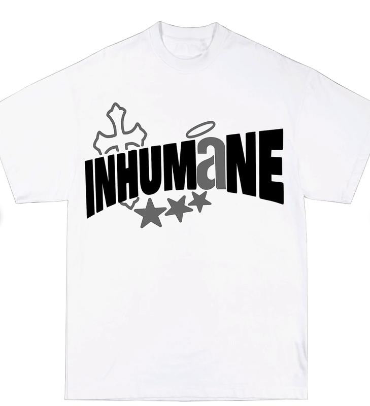 Inhumane y2k Angel Tee T-Shirt Tropical Crewneck Round Neck Shortsleeve Casual Top Womenswear