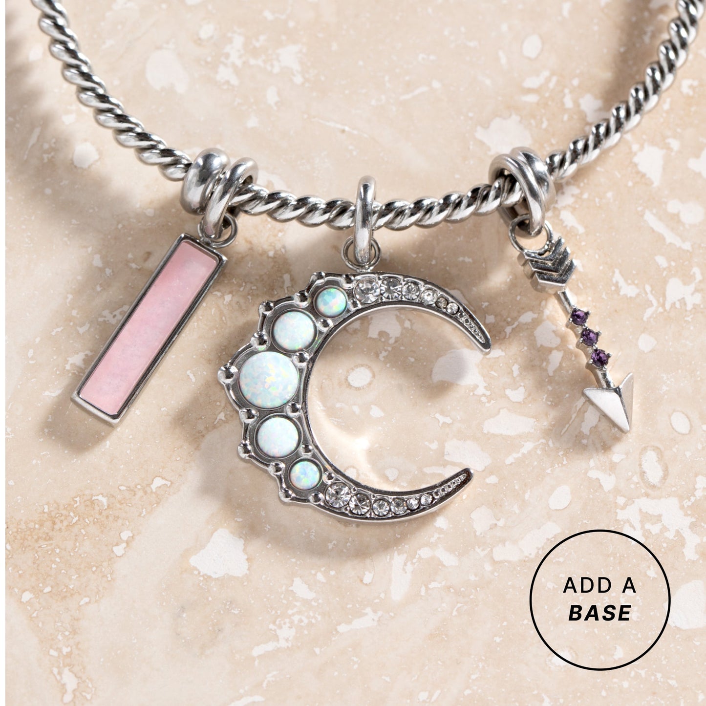 Pink Quartz Gemstone Interchangeable Bar Charm