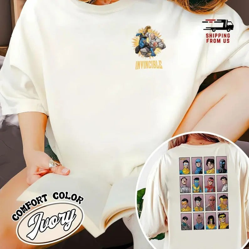 Invincible vs Conquest T-Shirt, Comfort Color Conquest Shirt, Invincible Mark Superhero Unisex Tee, Comic Book Fan Gift