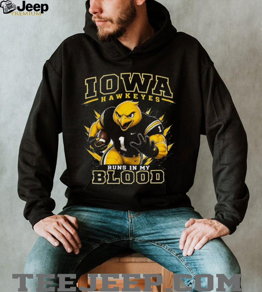 Iowa Hawkeyes Football Runs In My Blood Retro Sports Fans Vintage Men Shirt