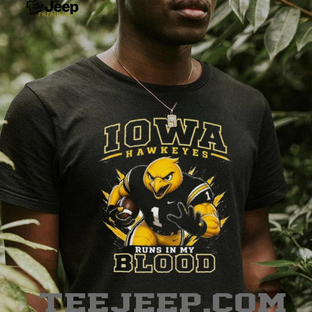 Iowa Hawkeyes Football Runs In My Blood Retro Sports Fans Vintage Men Shirt