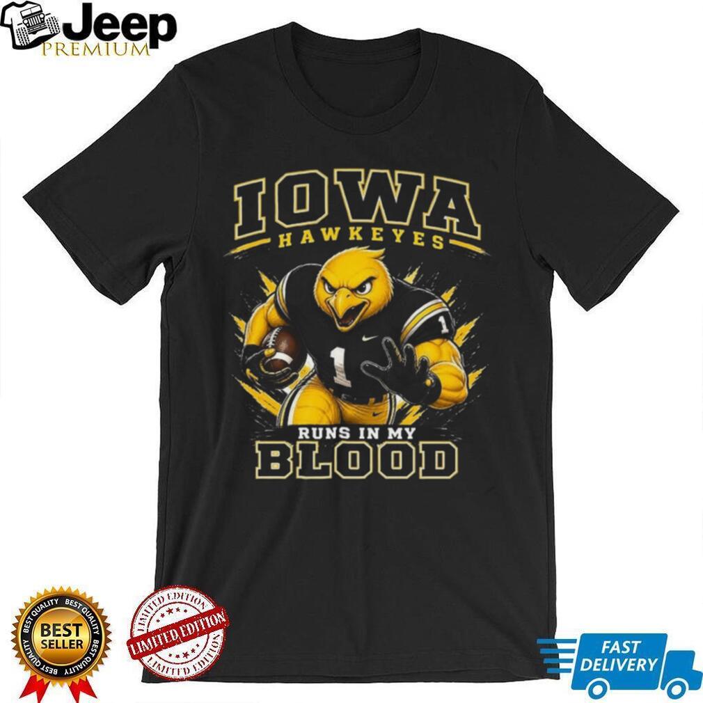 Iowa Hawkeyes Football Runs In My Blood Retro Sports Fans Vintage Men Shirt