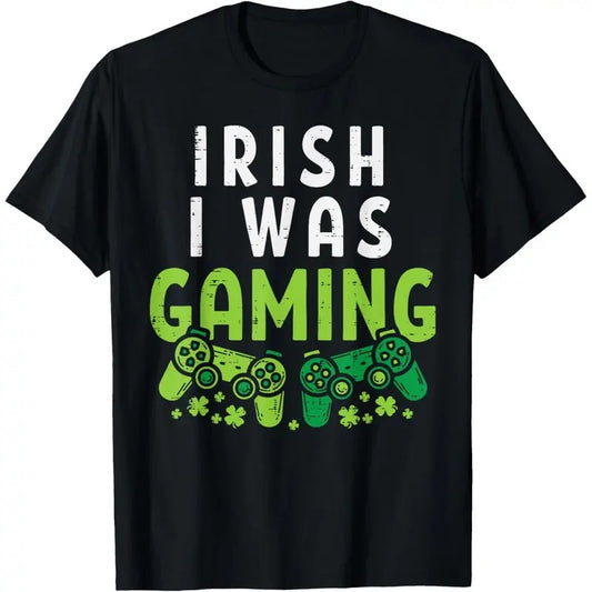 Irish I Was Gaming Funny St Patricks Day Gamer Boys Men Gift T-Shirt made in USA