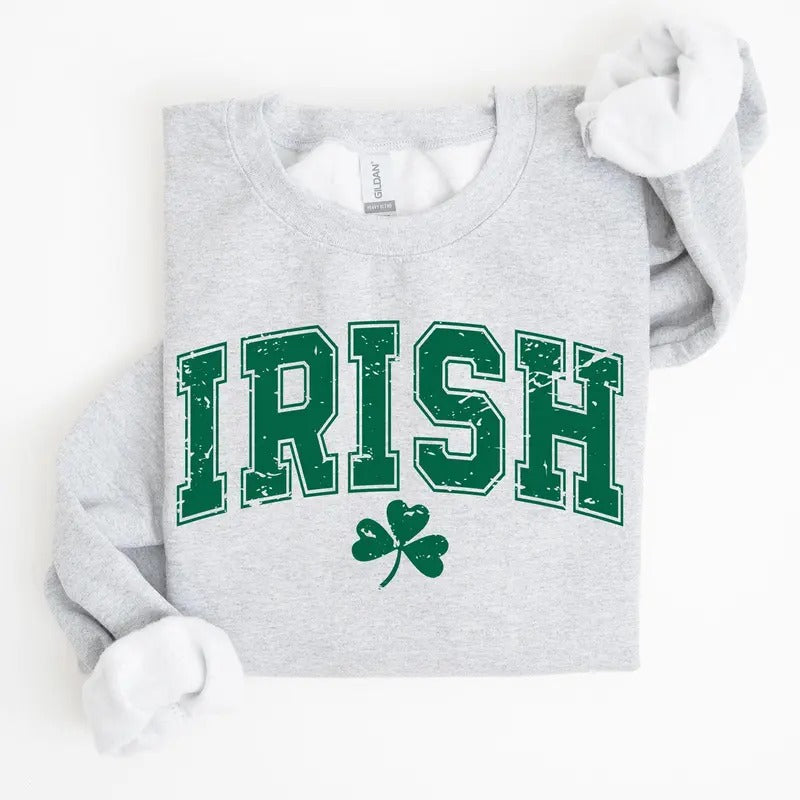 Irish, Lucky, St. Paddy's Day, Clover, Shamrock, Lucky Charm, St Patrick's Day Sweatshirt, Crew Neck, Women's, Crewneck