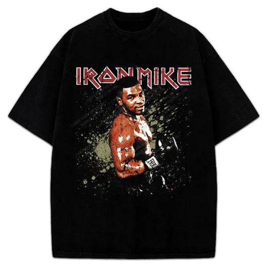 Iron Mike Old School Vintage Rock Band Retro Boxing Style Custom Graphic T-Shirt Crewneck Cotton Menswear Top