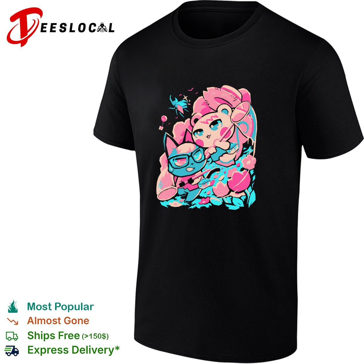 Isabelle and Raymond Animal Crossing cherry blossom flowers shirt