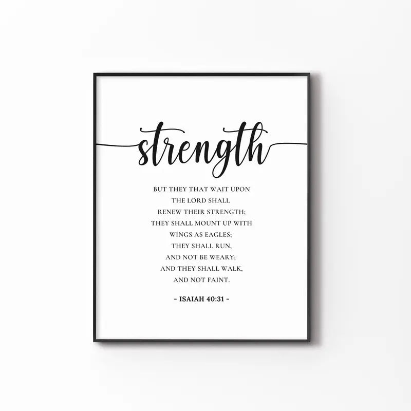 Isaiah 40:31, Those Who Wait On The Lord Shall Renew Their Strength, Minimal Bible Verse Poster, Scripture Christian Wall...
